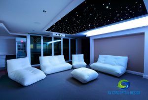 Home cinema with starlight ceiling